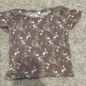 Kate Quinn Purple and Green Floral Kids Tee
